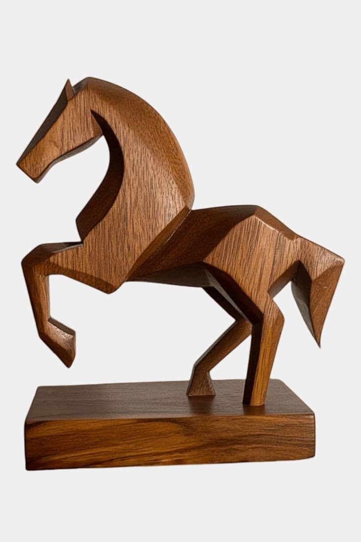 Wooden Horse Sculpture – Design 3 - View 1
