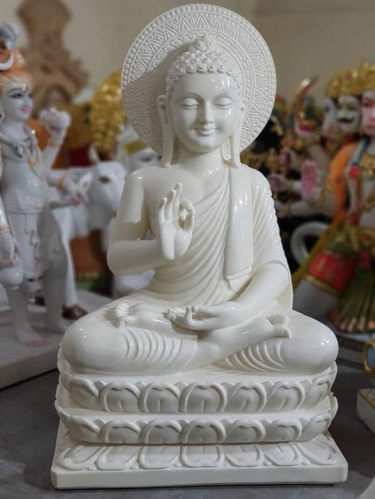 Marble Buddha Meditation Statue – Design 6 - View 1