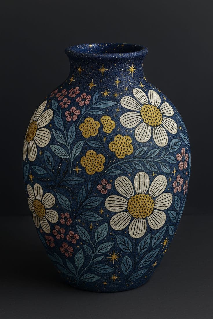 Hand-Painted Ceramic Flower Vase – Design 35 - View 1