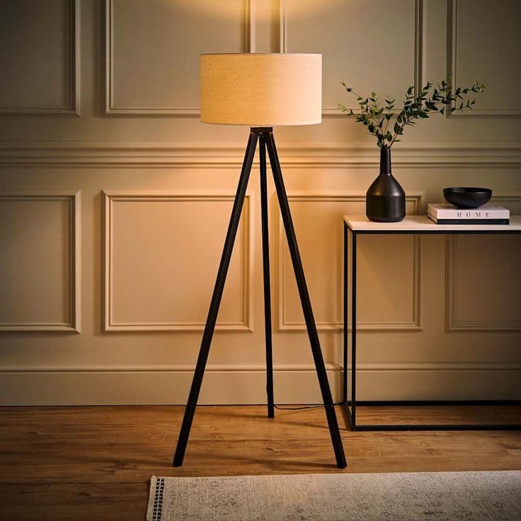 Wooden Tripod Floor Lamp  - View 1