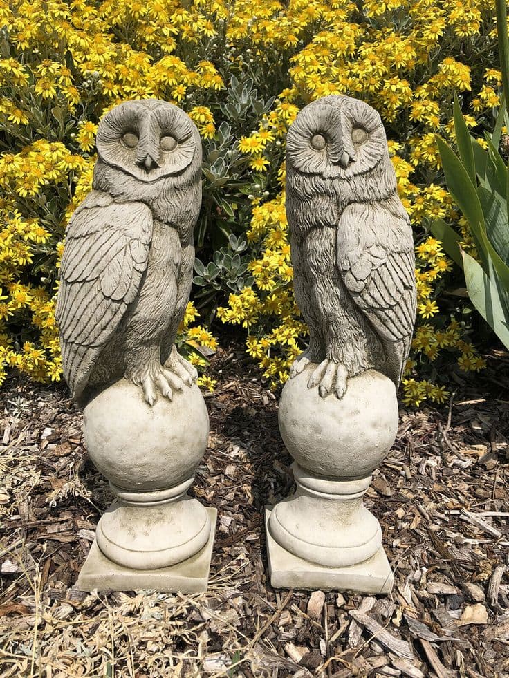 Stone Owl Garden Sculpture – Design 29 - View 1