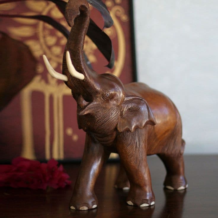 Hand-Carved Wooden Elephant Showpiece – Design 31 - View 1