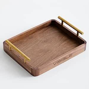 Wooden Serving Tray with Brass Handles – Design 40 - View 1