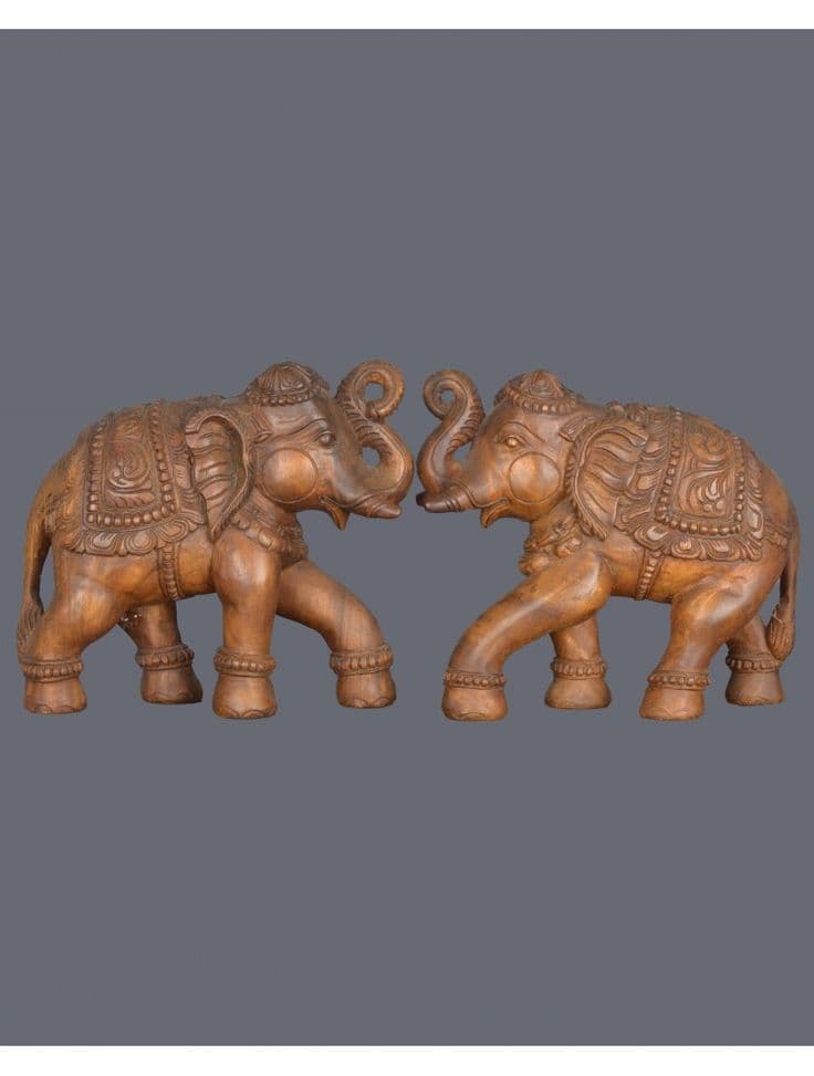 Hand-Carved Wooden Elephant Showpiece – Design 41 - View 1