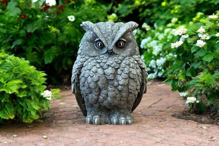 Stone Owl Garden Sculpture – Design 49 - View 1