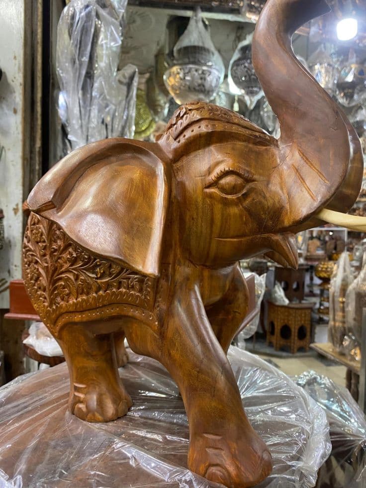 Hand-Carved Wooden Elephant Showpiece – Design 51 - View 1